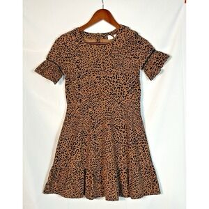 Gap Kids Girls Brown/ Black Corduroy Animal Print Dress Size XL (12) Tiered‎